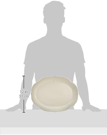 Lenox Serveware, Lenox French Perle White Serving Platter, Oval Shape, 16-Inch, Stoneware, Dishwasher Safe, Turkey Platter for Thanksgiving, Winter Hosting, Christmas Serving (White, 1 Piece)