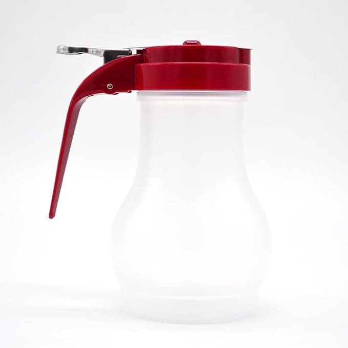2 Pack Syrup Dispenser 10oz 200ml Polyethylene Plastic Bottle with Red ABS Top No-Drip Pourers for Maple Syrup, Honey, Pancake Syrup, Sauces, Salad Dressings