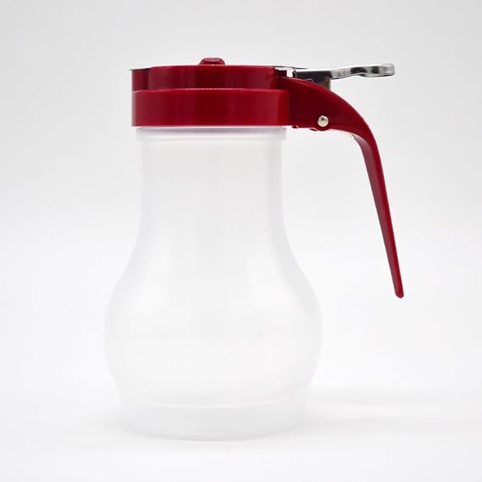 2 Pack Syrup Dispenser 10oz 200ml Polyethylene Plastic Bottle with Red ABS Top No-Drip Pourers for Maple Syrup, Honey, Pancake Syrup, Sauces, Salad Dressings