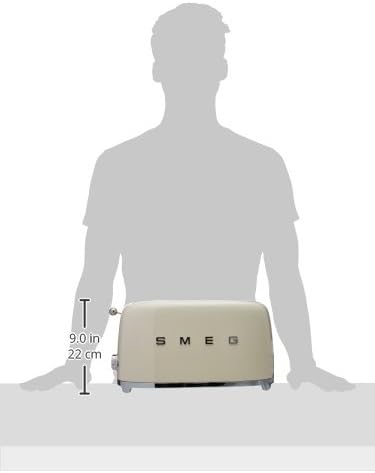 SMEG TSF02 4-Slice Toaster, 50s Retro Style, 2 Extra-Wide Long Slots, Bagel Defrost Reheat Functions, Stainless Steel - Cream