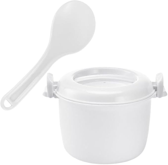 PRETYZOOM Microwave Rice Cooker with Spoon - Large Capacity Microwavable Rice Cooker Steamer Portable Lunch Box for Home Office Dormitory