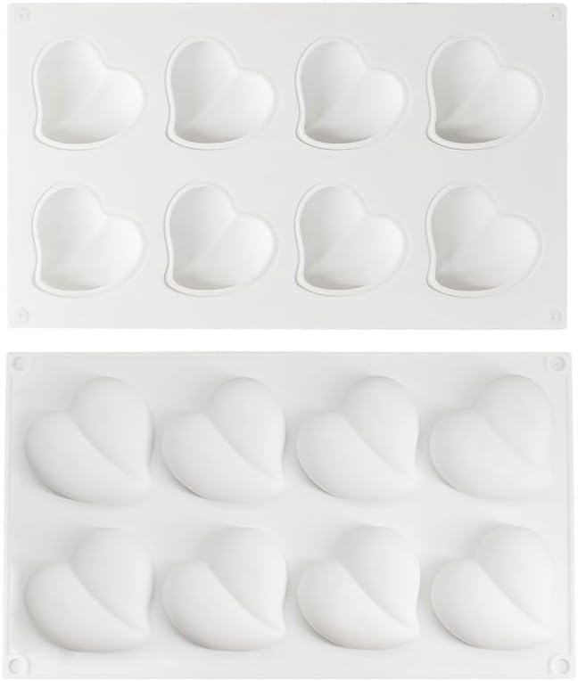 Heart Silicone Chocolate Mold DIY Cake Accessories Molds Kitchen Ice Cubes Biscuit Pastry Manual Baking Mould (Heart F_11.8 X6.8 X0.8inch)