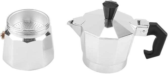 50ml Aluminum Moka Pot Espresso Maker Leak-Proof Design with Ergonomic Handle 1 Cup Stovetop Coffee Maker for Home & Office Use