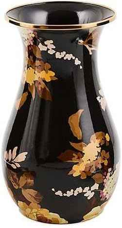 MACKENZIE-CHILDS Tall Enamel Vase, Unique Flower-Vase Decor for Living Room, Wild Rose Brown