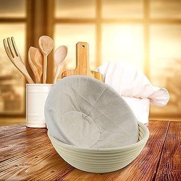 2Pcs 9 Inch Proofing Bread Basket Cloth, Round Cloth Baking Supplies Bread, Reusable Breathable Liner Cotton Flax Banneton Proofing Bread Cloths, Baking Tools and Accessories, Bread Proofing Baskets