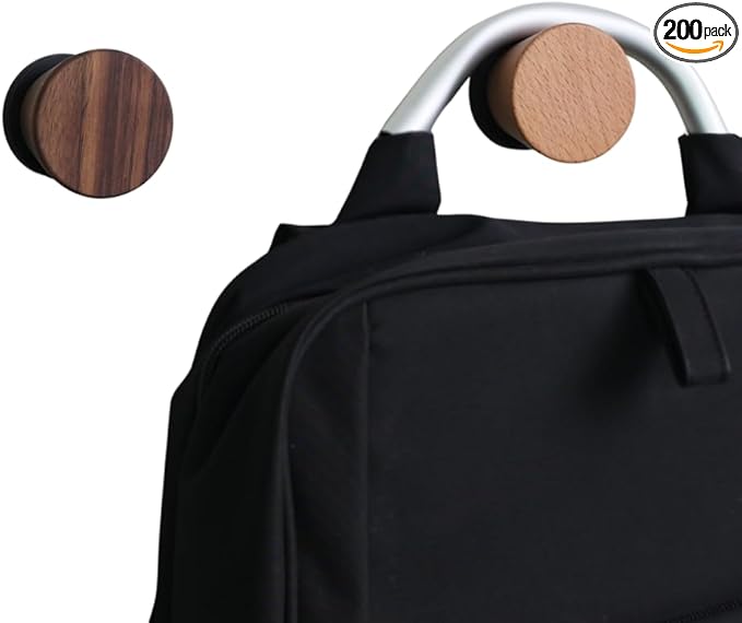 2 PCS Retro Magnetic Hooks, Wrought Iron Wooden Ball Hooks, Creative Punch-Free Storage for Refrigerators, Metal Doors, and Lockers (Beech+Walnut Wood,L)