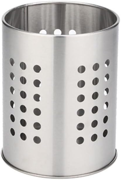 FABULETTA Stainless Steel Utensil Holder for Kitchen Countertop, Cutlery Drainer Rack with Drain Hole, Rust-Resistant Vertical Organizer Stand for Spoons and(Silver Medium)