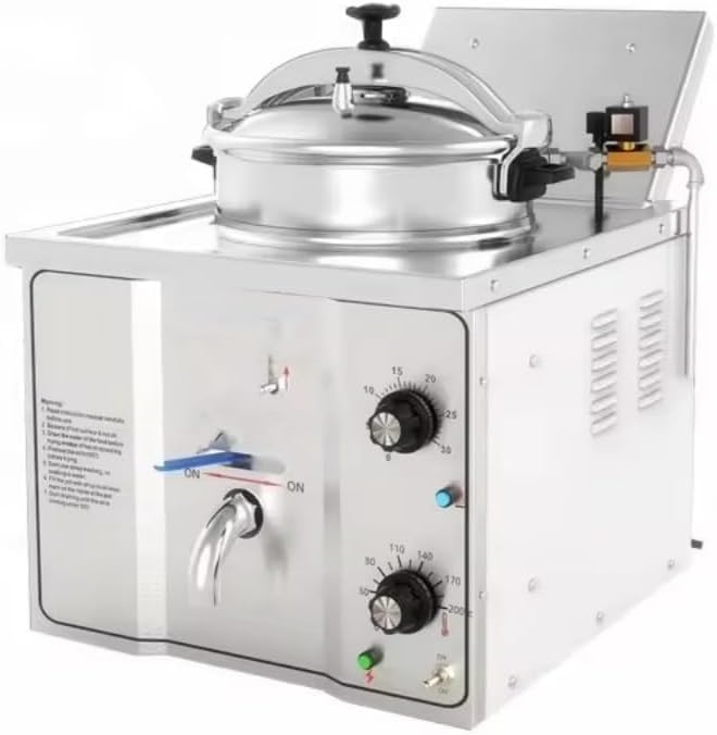Medium Electric Tabletop Industrial Pressure Fryer – Commercial Chicken Pressure Cooker, Silvery