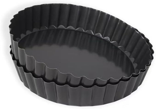 2 Pack Tart Pan 9 Inch Tart Pan with Removable Bottom, 1.1 Inch Deep Baking Pan