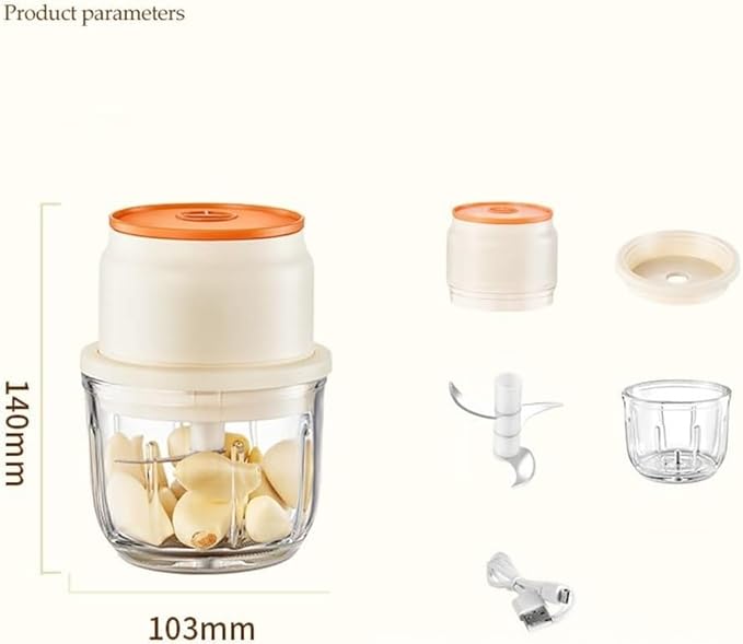 Mini Cordless Electric Mini Chopper, Portable Powerful Garlic Chopper, Onion Grinder, Masher, Crusher, Food Processor for Ginger, Chili, Veggie (Size : 250ml)