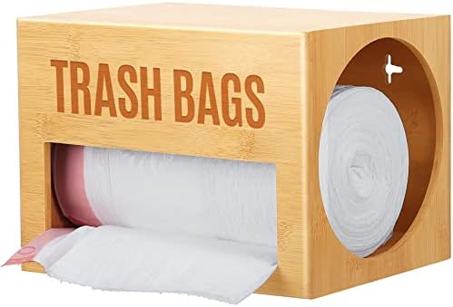 Extra-Large Top-Loading Garbage Bag Holder Dispenser, Bamboo Trash Bag Organizer for Costco-Sized 13-33 Gallon Jumbo Rolls, Under-Sink, Wall-Mounted Storage for Kitchen & Garage
