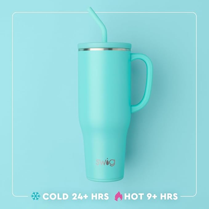 Swig Life 40oz Mega Mug, 40 oz Tumbler with Handle and Straw, Cup Holder Friendly, Dishwasher Safe, Extra Large Insulated Tumbler, Stainless Steel (Howdy Yall)