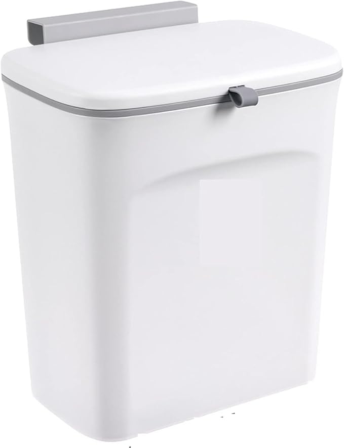 Hanging Trash Can, Kitchen Garbage Bin Waste Bins, Kitchen Slide Lid Trash Can Wall-Mounted Household Hole-Free Storage Bucket Wall Cabinet Door Large Box with A Lid
