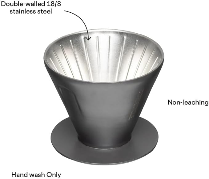 Corkcicle Pour Over Set - Pour Over Coffee Maker for Your Home - Triple-Insulated Stainless Steel Mug - BPA & Phthalate Free - With Non-Slip Silicone Base - Home Barista Set - Ceramic Slate