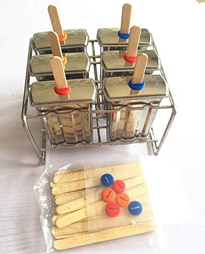Stainless Steel Popsicle Molds and Rack - BPA Free Ice Pop Maker with Wooden Sticks