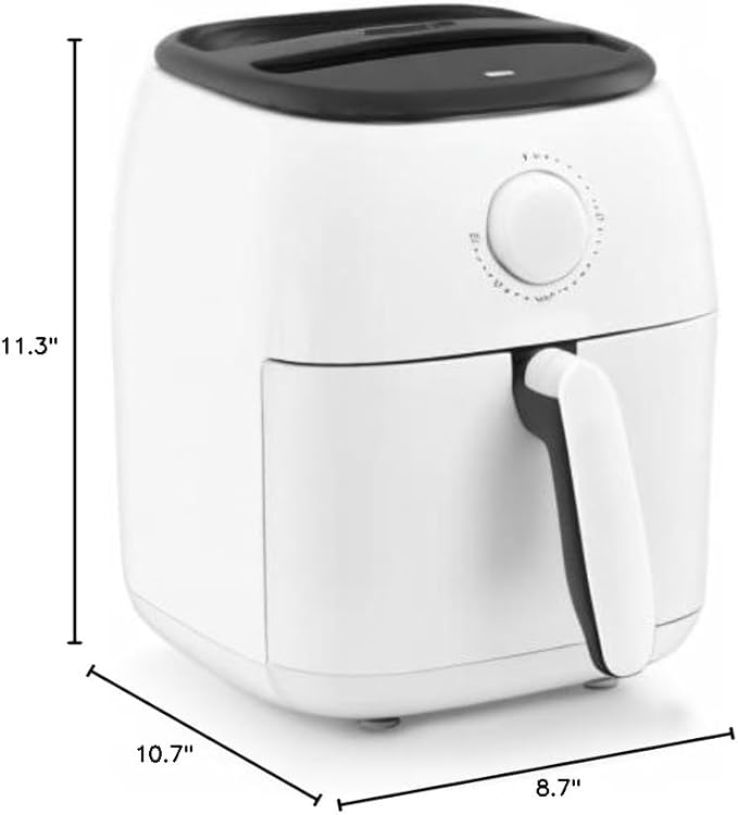 Dash Tasti-Crisp Express Air Fryer - Mini Air Fryer For Crispy Snacks, Frozen Foods and Oil-Free Cooking - Nonstick Basket - White, 2.6-Quart