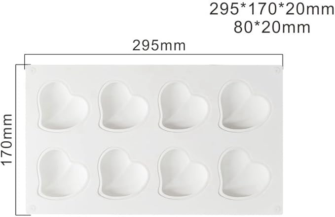 Heart Silicone Chocolate Mold DIY Cake Accessories Molds Kitchen Ice Cubes Biscuit Pastry Manual Baking Mould (Heart F_11.8 X6.8 X0.8inch)