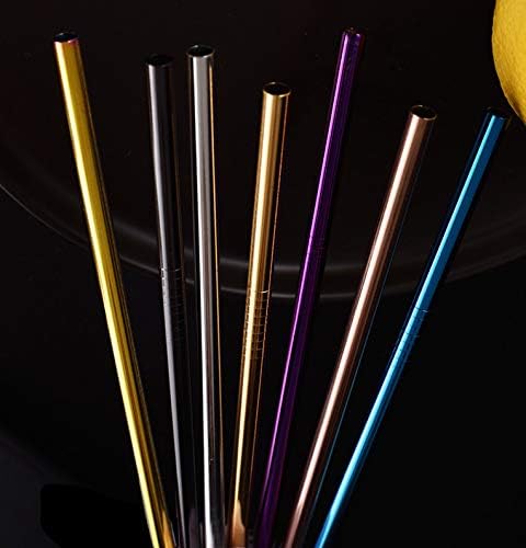 Purple Reusable Stainless Steel Metal Straw 100 Pack in Bulk Order (8.5" Long, Purple-100pcs Straight)