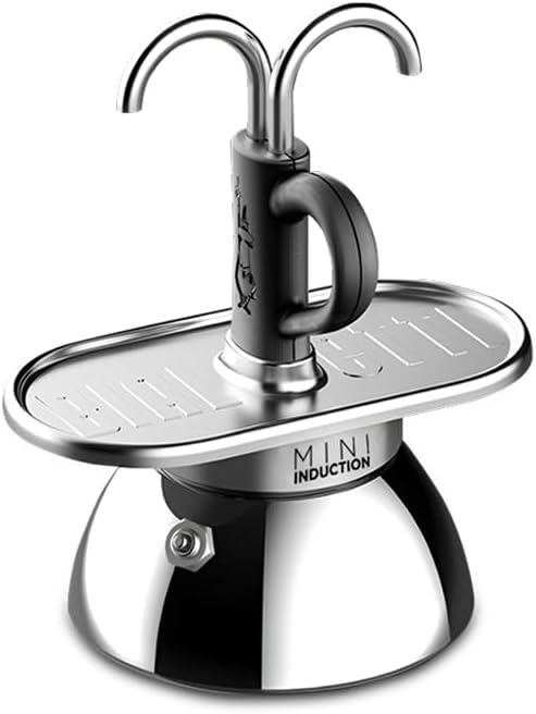 Bialetti Mini Express Induction Coffee Maker, Aluminium, Black, 2 Cups