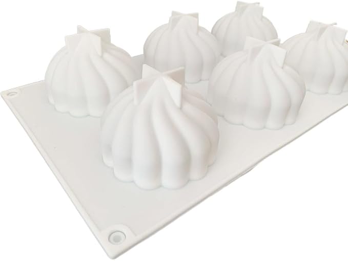 6 Holes Spiral Castle Shape Silicone Mold for Baking Mousse Cake Ice Cream Dessert Pudding Brownie Pastry Fondant Jelly Cake Decoration Mold