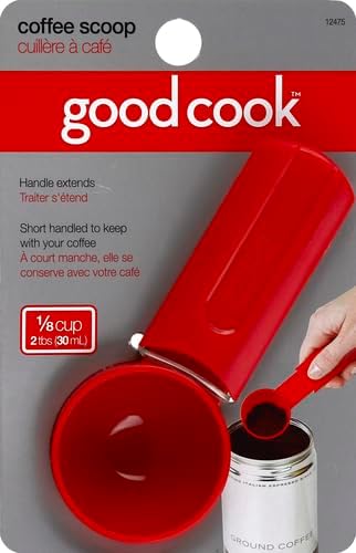 GoodCook Everyday Coffee Scoop, 2-Tablespoon Coffee Measuring Spoon with Extendable Handle, Red