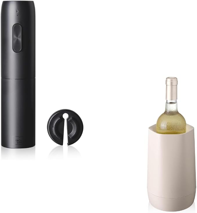 Electric Wine Opener & Hexo Wine Chiller – Sand-Toned Set for Effortless, Stylish Entertaining