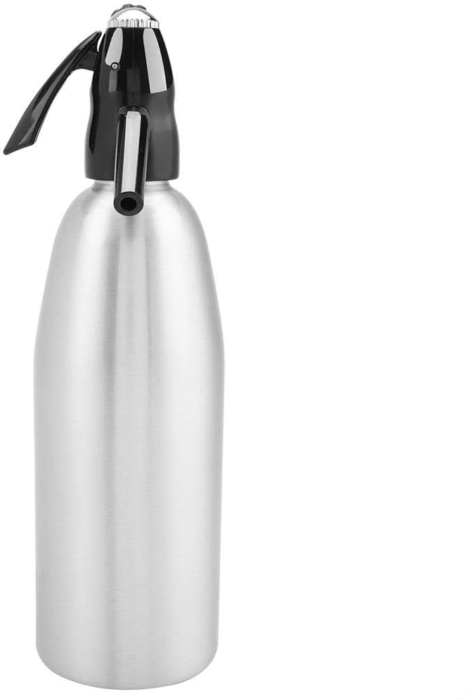 Raguso Soda Bottle Fashionable Attractive Alloy Soda Syphon Bottle Seltzer Portable Siphon Carbonated Seltzer Water Maker With Pressure Regulator for Mojitos Cocktails Juice Drinks(Silver) Sodamaker