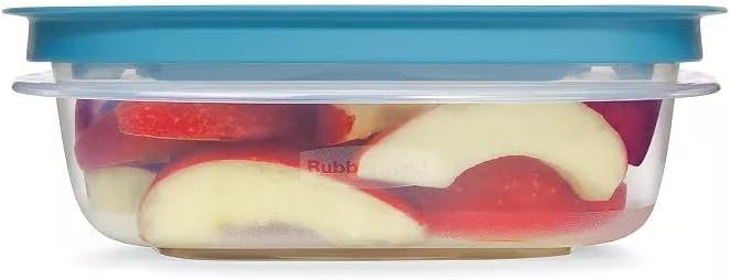 Rubber maid Storage Containers, Easy Find Lids, Teal, 3 cup, Flex & Seal, Leak Proof Lids, Food Storage Set, Clear Meal Prep Flex Containers, 3 Piece Set, Utenselux