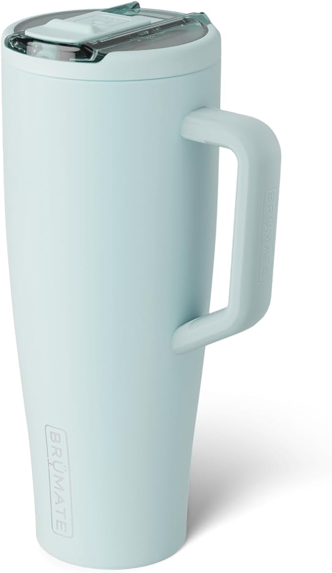 BrüMate Era Flip 40oz Tumbler with 100% Leakproof Covered Straw Lid | Hygienic Covered Straw | Insulated Stainless Steel Water Bottle with Handle | Cup Holder Friendly | BPA-Free (Blue Agave)