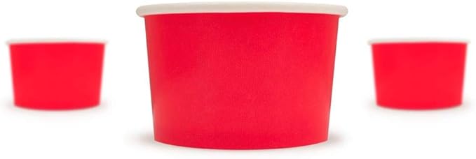 UNIQ 1000-Count 4 oz Paper Ice Cream Cups Red Color | Disposable Dessert Bowls for Ice Cream, Yogurt, Gelato | Frozen Dessert Supplies