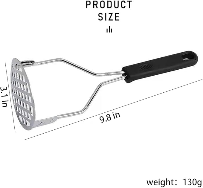 Potato masher with non-slip handle, stainless steel masher masher kitchen tool for potatoes, sweet potatoes, beans, vegetables, fruits, baby food, avocados and more