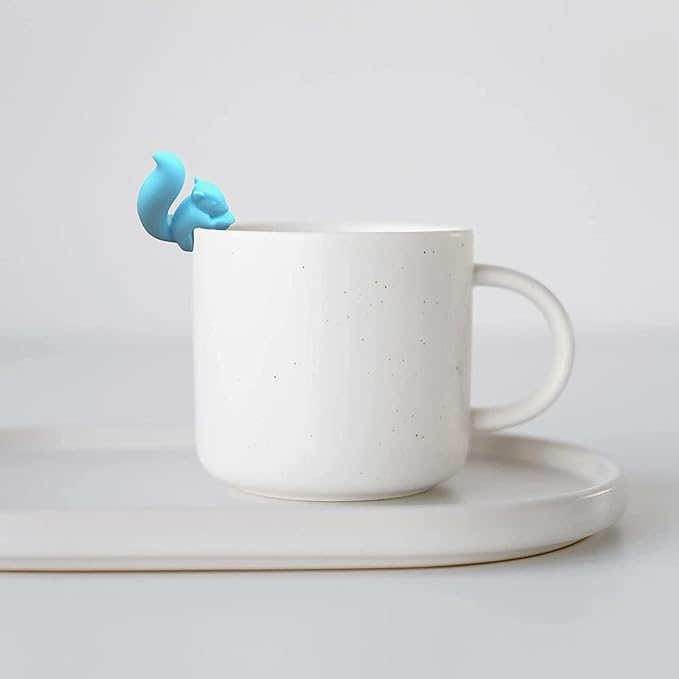 5 Pcs Colorful Cute Squirrel Shape Silicone Tea Bag Holder Cup,Squirrel Drink Markers, Tea Bag Holder for Cup Hanging Tool Mug Candy Colors Gift Set， Tea Accessories，Tea Bag Coasters