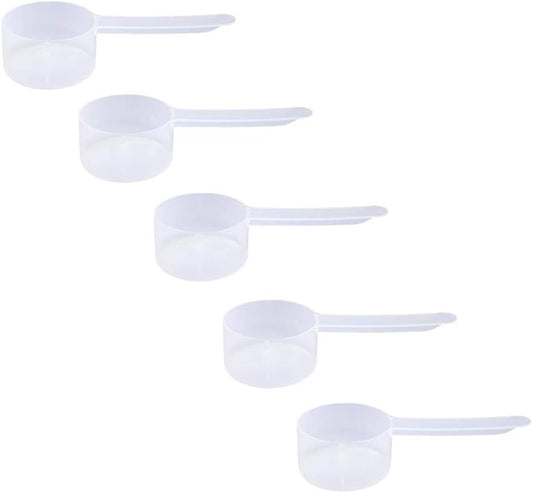 Plastic Measuring Scoop, (35 cc | 2.5 tablespoon | 1.25 fl oz. | 35 mL) Long Handle Spoons for Powders, Granules, Coffee, Pet Food, Baking Supplies, Protein and Other Dry Goods, BPA Free (Set of 5)