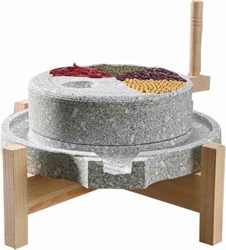 Artisan Handmade Granite Food Mill - Natural Stone Grinder for Dry/Wet Foods, Nuts, Corn & SES - Perfect for Cooking & ing