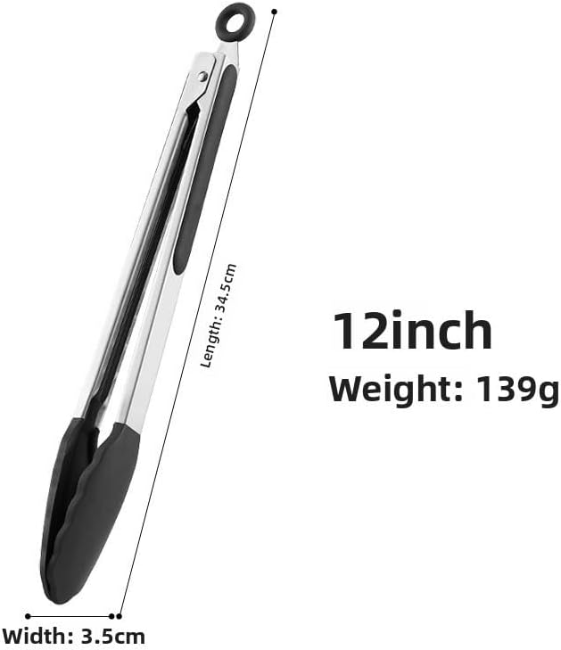 Silicone Kitchen Tongs for Cooking - 9+12 Inch Heat-Resistant Stainless Steel Cooking Tongs with Non-Slip Handle, Non-Scratch Tips for, BBQ, Salad & Air Fryer - 2-PieceRedSet