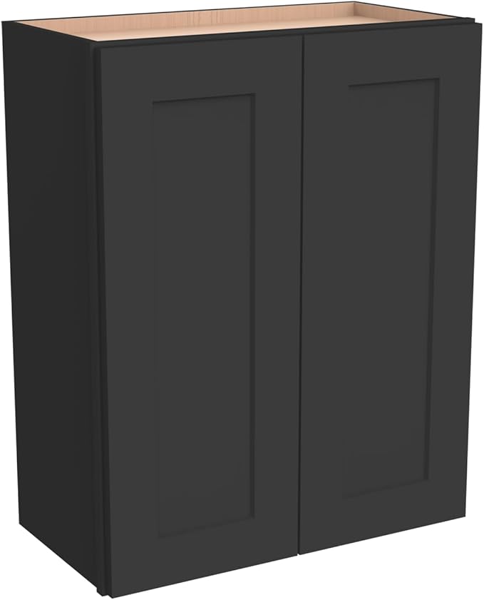 Wall-Mounted Cabinet – Solid Wood Shaker Style Medicine Cabinet with Adjustable Shelves & Soft-Close Doors for Bathroom, Kitchen, and Office Storage (Charcoal Black, 39" W x 12" D x 42" H)