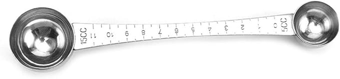 Measuring Spoon,CISHNOU Stainless Steel Double Headed Measuring Spoon Coffee Spoon with Scale (5-15ML)