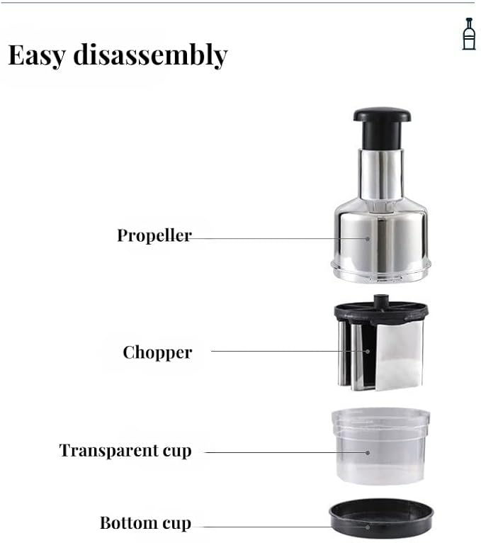 Manual Vegetable Chopper – Lightweight (230g) & Compact (22x8.5cm) | Hand-Powered Food Processor for Garlic, Onions, Herbs & Veggies | Stainless Steel Blades, Easy-to-Clean Kitchen Gadget