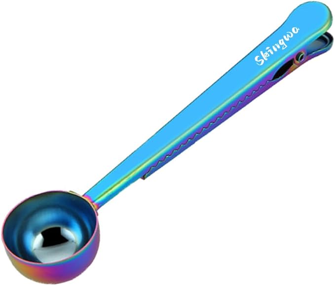 Coffee Scoop With Bag Clip, Multi-Function Milk Powder Measuring Spoon With Sealed Clamps, 20ml (Rainbow Color)