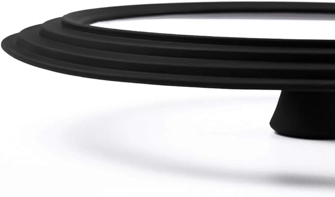 Universal Lid for Pots,Pans and Skillets - Tempered Glass with Heat Resistant Silicone Rim Fits 6", 7" and 8" Diameter Cookware,Black