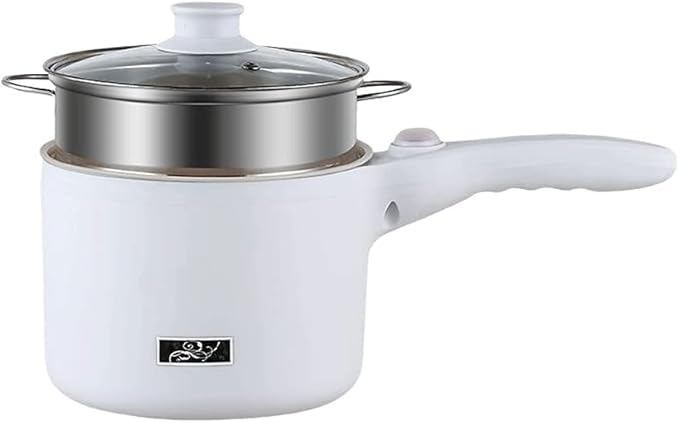 Electric Hot Pot, 1.5 L Nonstick Wok Stir Frying Pan with Stainless Steel Food Steamer Power Adjustment Skillet Saucepan for Stir Fry, Steak, Egg, Fried Rice, Oatmeal, Soup (Stainless Steel)