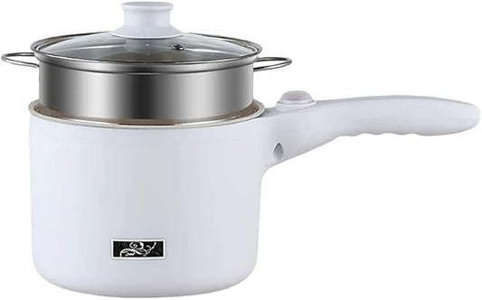 Electric Hot Pot, 1.5 L Nonstick Wok Stir Frying Pan with Stainless Steel Food Steamer Power Adjustment Skillet Saucepan for Stir Fry, Steak, Egg, Fried Rice, Oatmeal, Soup (Stainless Steel)