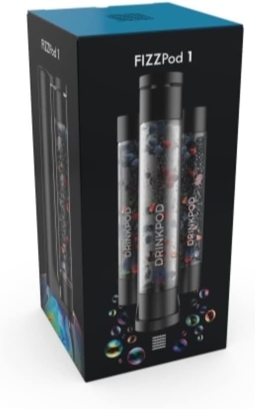 Fizzpod Home Soda Maker Sparkling Water Carbonator With 3 Bottles and 2 Bottle Brushes (Silver)
