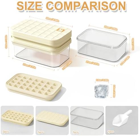 Plastic Ice Cube Trays with Bin and Scoop for Freezer+ Ice Cube Tray