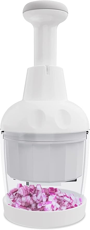 Pamperεd Chef Food Chopper, Vegetable Chopper, Onion Chopper, Garlic Chopper, Manual Hand Chopper For Vegetables Salads Onion Ginger Carrot Garlic Fruit Nuts, Dishwasher-safe, White, Easy to Clean