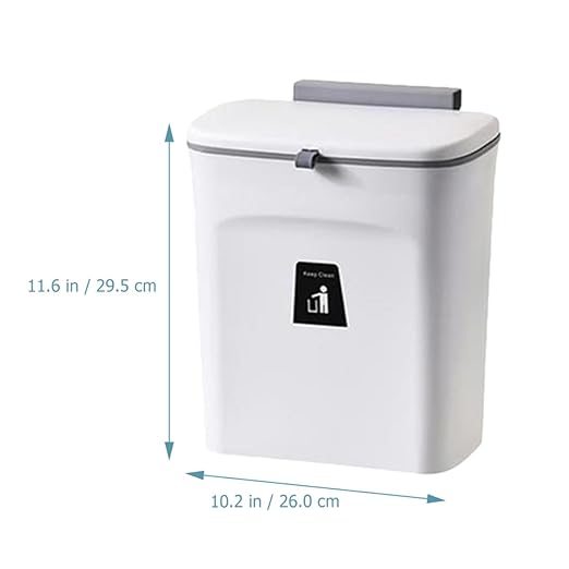 minkissy Wall-Mounted Indoor Compost Bucket 9l with Inner Bin, Sealed Kitchen Hanging Trash Can for Household Food Waste Collection, White Plastic Countertop Waste Container