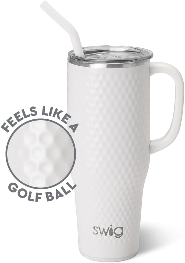 Swig Life 40oz Mega Mug, 40 oz Tumbler with Handle and Straw, Cup Holder Friendly, Dishwasher Safe, Extra Large Insulated Tumbler, Stainless Steel (Golf)
