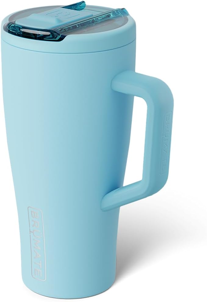 BrüMate Era Flip 30oz Tumbler with 100% Leakproof Covered Straw Lid | Hygienic Covered Straw | Insulated Stainless Steel Water Bottle with Handle | Cup Holder Friendly | BPA-Free (Glacier)