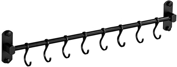 Kitchen Rail with 8 Hooks, 20 Inch Wall Mounted Hanging Utensil Rack Kitchen Utensil Hanger for Kitchen