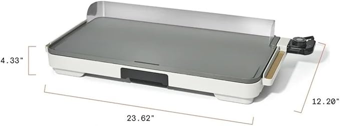 Electric Griddle 12x22 Inch with Backsplash, Nonstick Cooking Surface, Adjustable Temperature Control (White Icing)